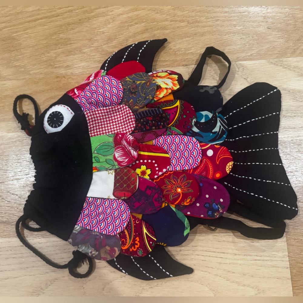 Colorful Fish-Shaped Drawstring Backpack Bag - image 1